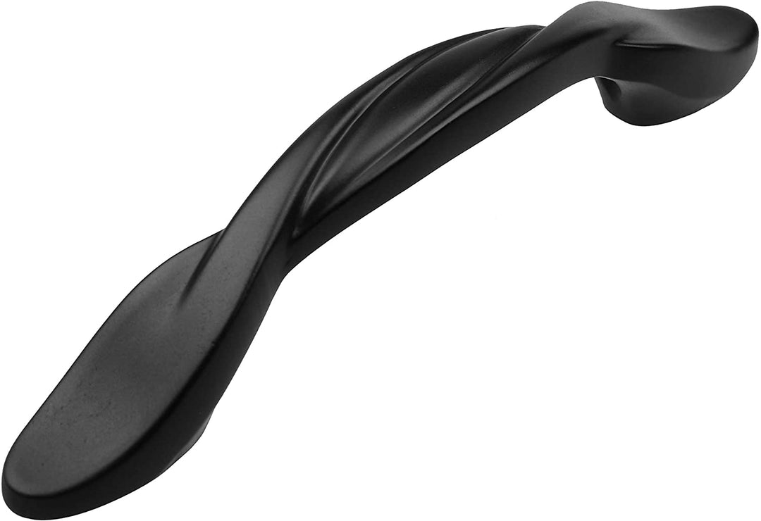 5 Pack 3 inch Center Twisted Cabinet Pull Black Modern