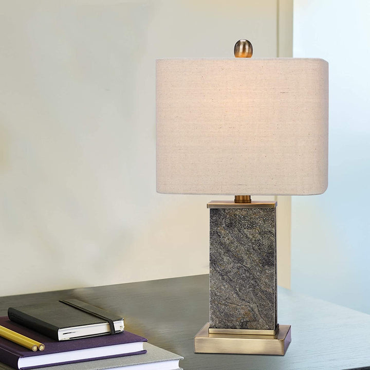 Lighting's 19 Stone Metal Table Lamp Natural Antique Brass