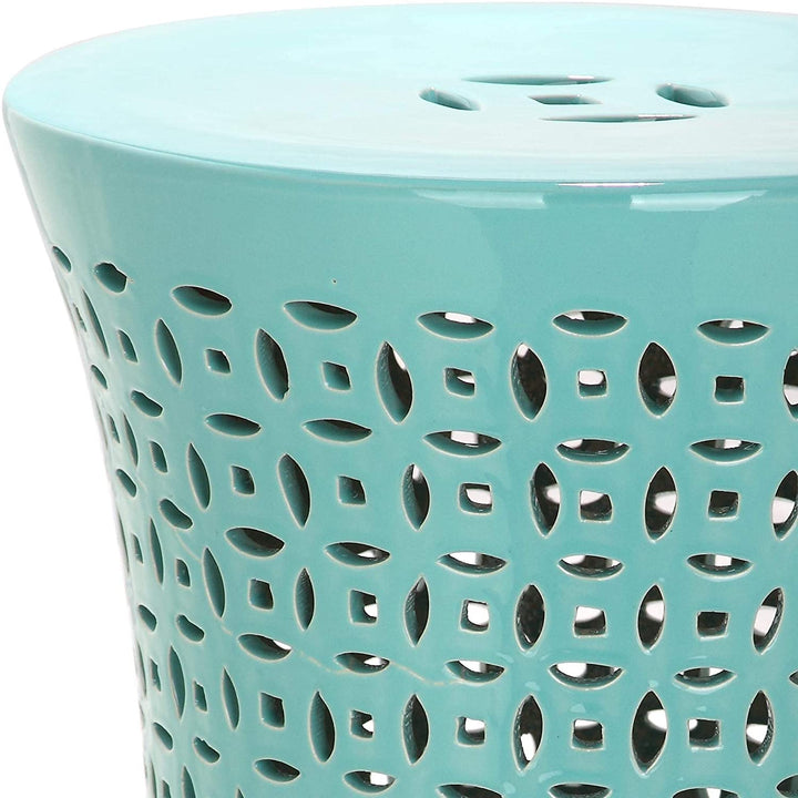 Aqua Garden Stool 12 5" X 17 5" Green Transitional Ceramic