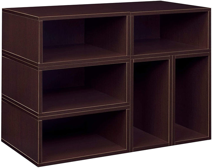 Storage Set 6 Half Size Cubes Truffle Modern Contemporary Laminate Finish - Diamond Home USA