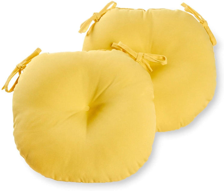 Driftwood 15 inch Round Outdoor Yellow Bistro Chair Cushions (Set 2) Solid Modern Contemporary Transitional Polyester Fade Resistant Uv Water - Diamond Home USA