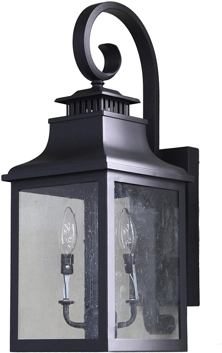 2 Light Exterior Lighting Black Finish Traditional Metal