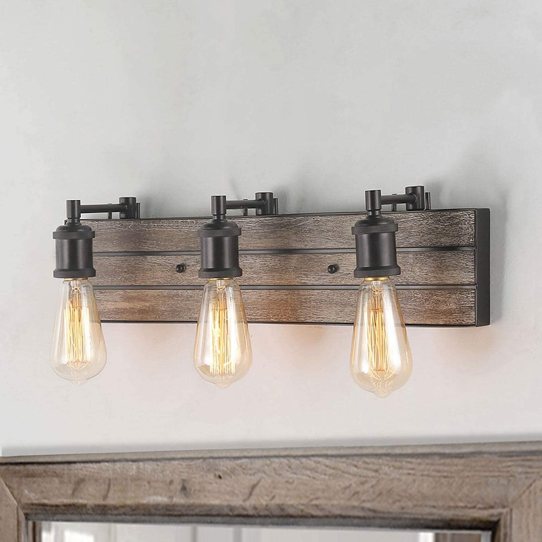 3 Light Wall Lamps Wood Sconces Bronze Indoor Lights