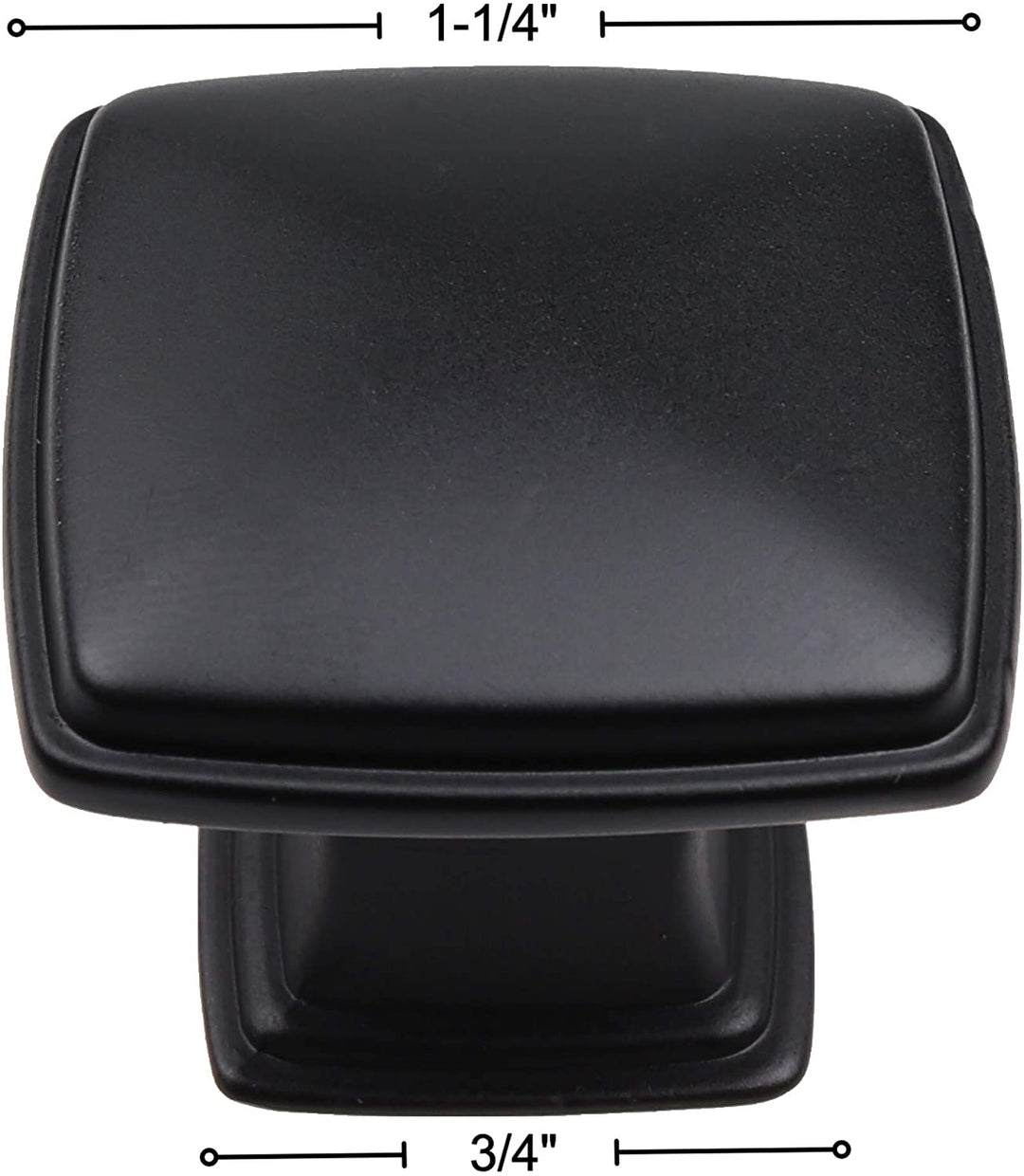 10 Pack 1 1/4 inch Square Cabinet Knob Black Modern Contemporary Zinc Matte - Diamond Home USA