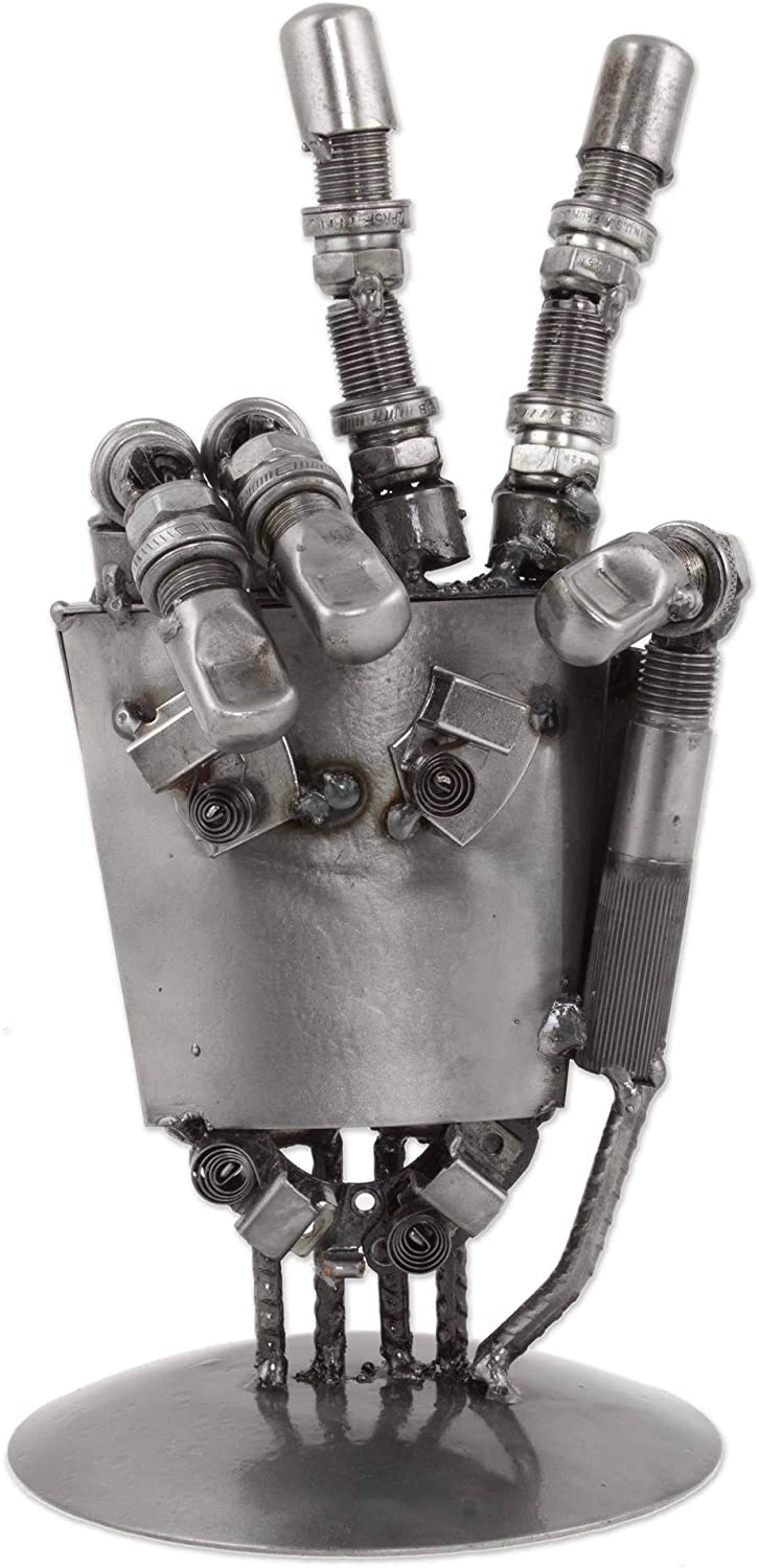 Auto Part Sculpture 'Rustic Robot Hand' (Mexico) Silver