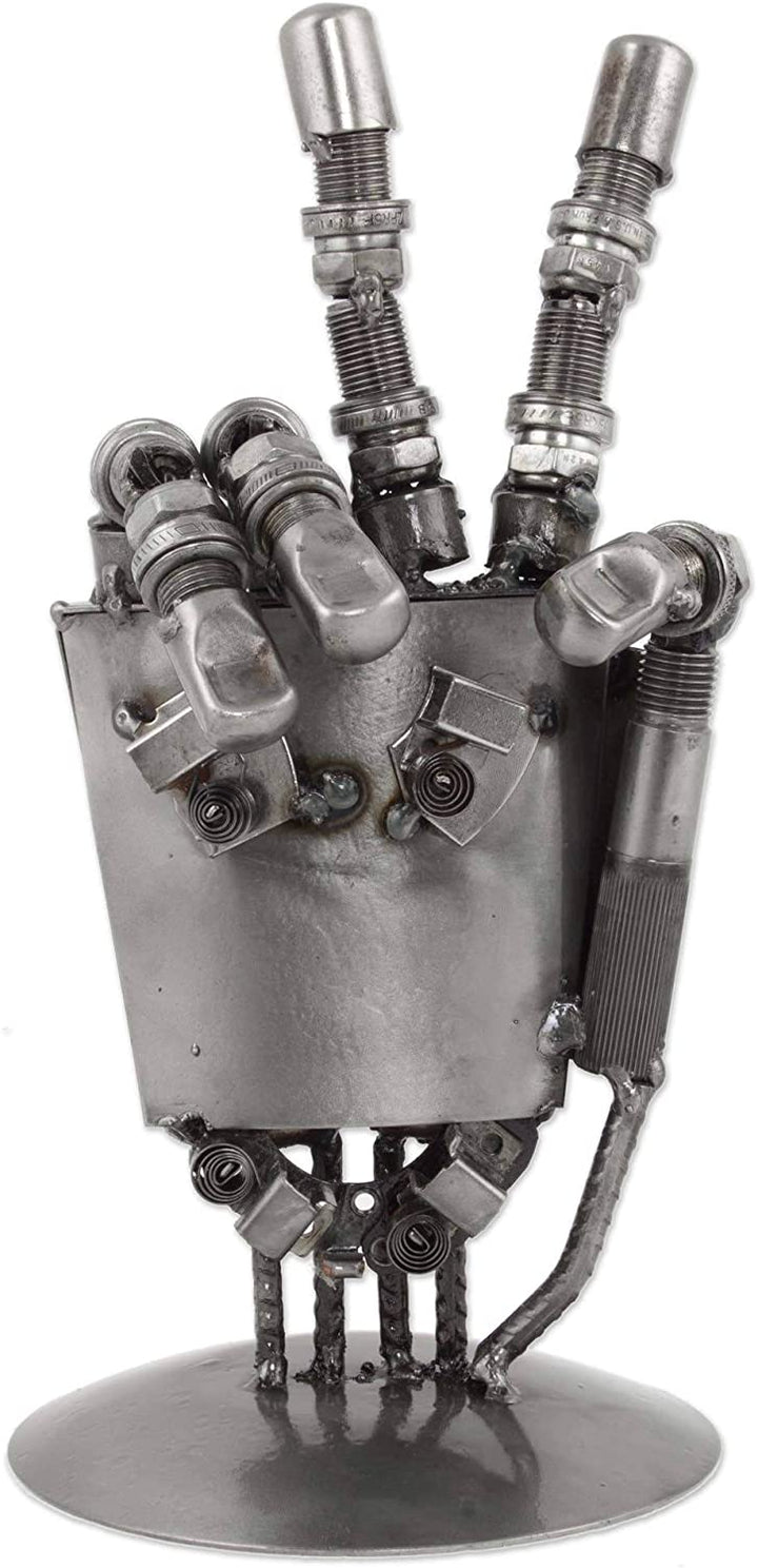 Auto Part Sculpture 'Rustic Robot Hand' (Mexico) Silver