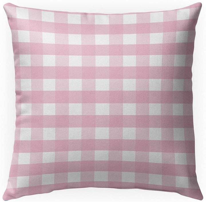 Pink Gingham Dream Indoor|Outdoor Pillow by 18x18 Pink Plaid