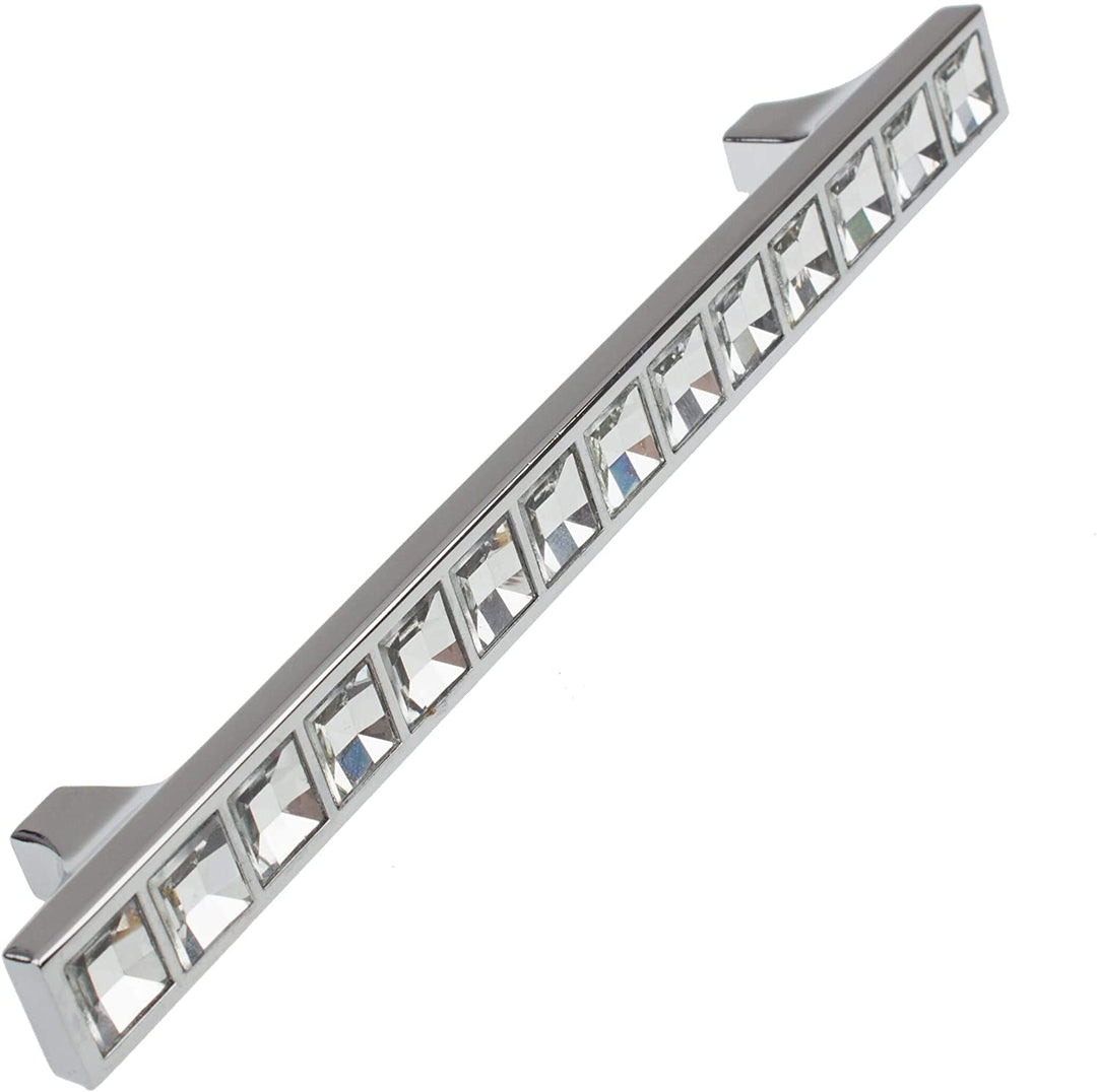 5 Pack 5 Center K9 Crystal Cabinet Pulls Polished Chrome Glam Finish - Diamond Home USA