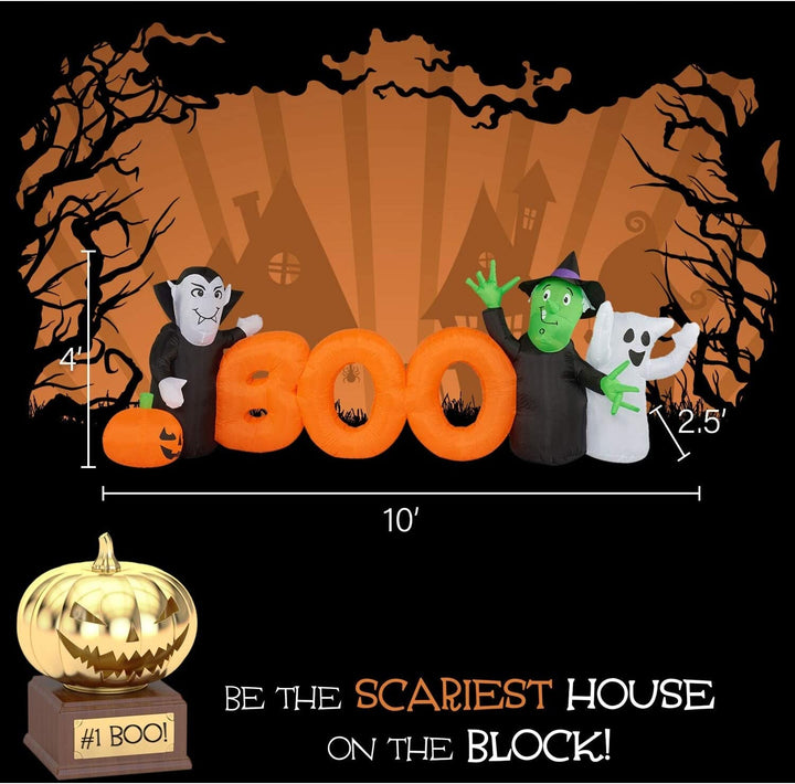 10 ft Inflatable Boo Sign Lights Color - Diamond Home USA