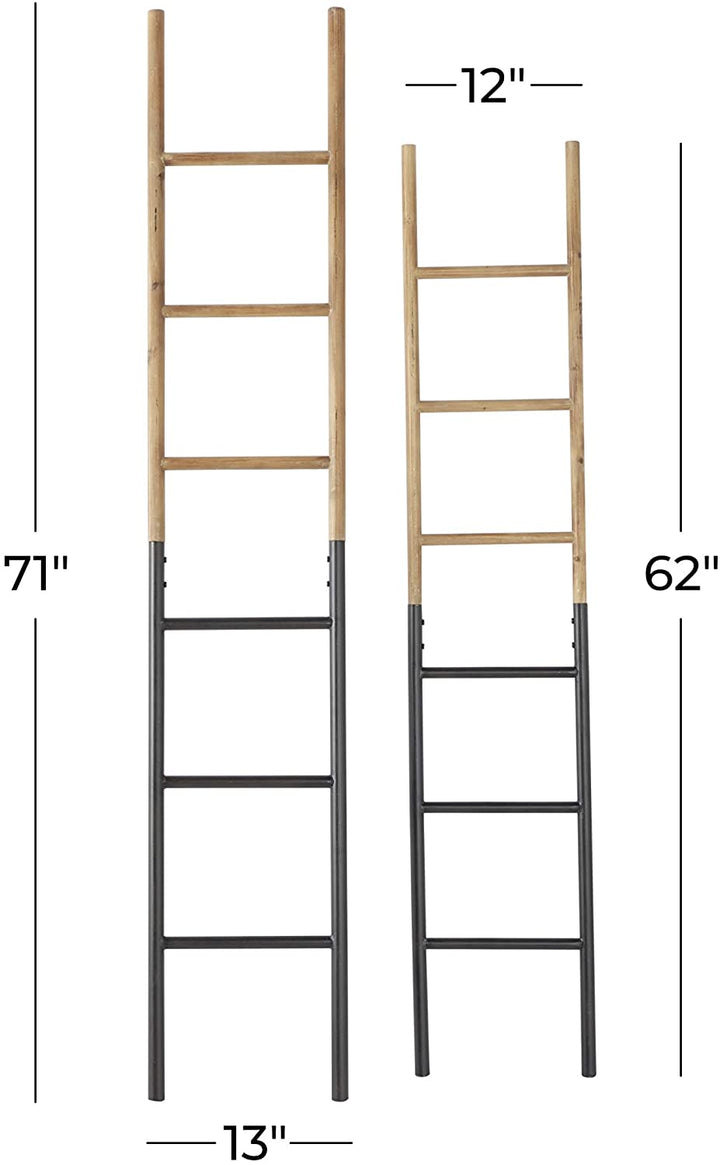 Wood Metal Ladder Racks Set 2 13" X 71" 12" 61 5" 13 1 71 Color Industrial - Diamond Home USA