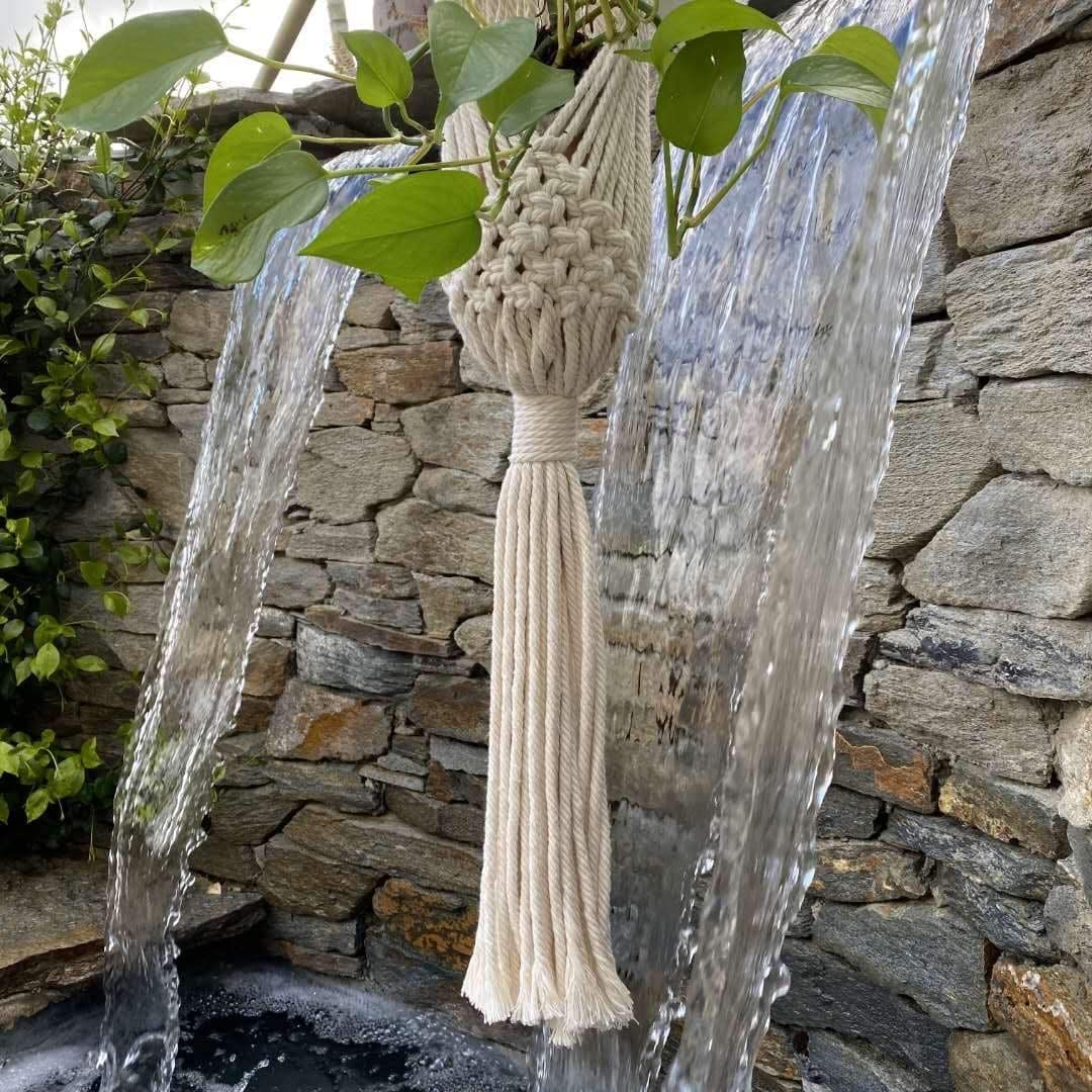33" l Macrame Plant Hanger White Mid Century Modern Ceramic Handmade