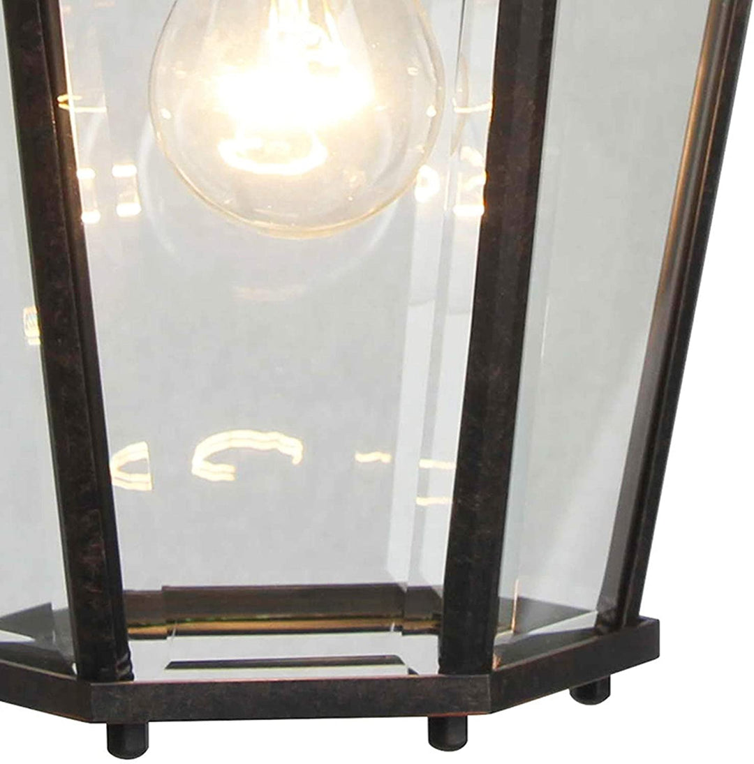 1 Light Outdoor Hanging Lantern Oil Rubbed Bronze Traditional Metal Dimmable - Diamond Home USA