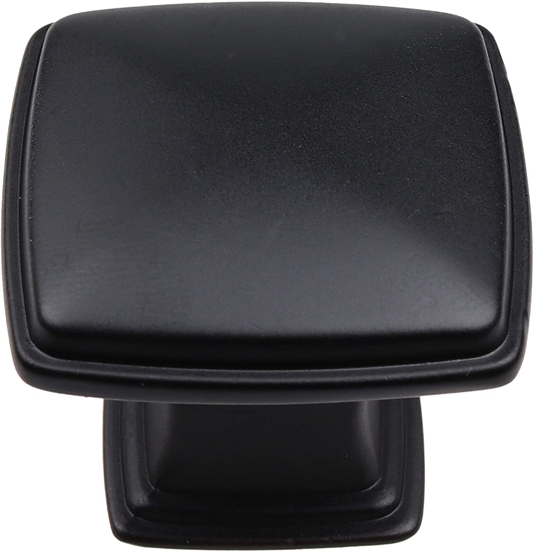 5 Pack 1 1/4 inch Square Cabinet Knob Black Modern