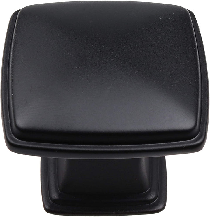 5 Pack 1 1/4 inch Square Cabinet Knob Black Modern
