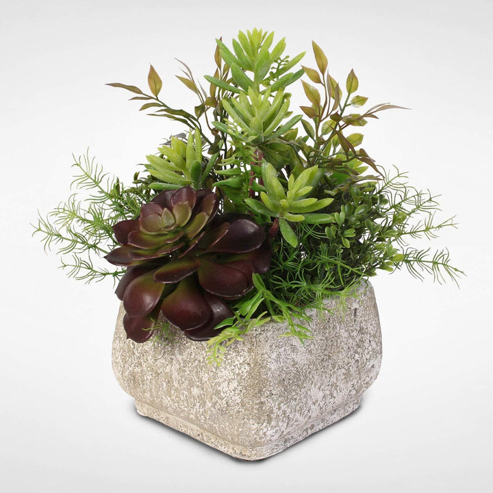 Artificial Succulent Arrangement Stone Pot