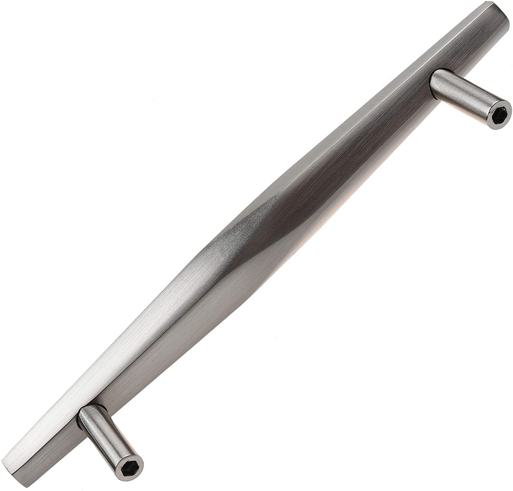 5 inch Center Satin Nickel Solid Faceted Bar Pulls (10 Pack) Modern Contemporary Zinc Finish