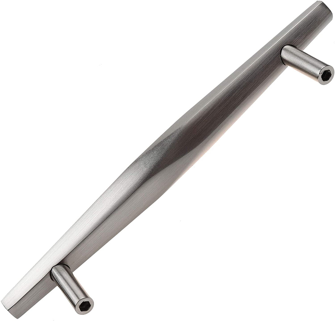 5 inch Center Satin Nickel Solid Faceted Bar Pulls (10 Pack) Modern Contemporary Zinc Finish