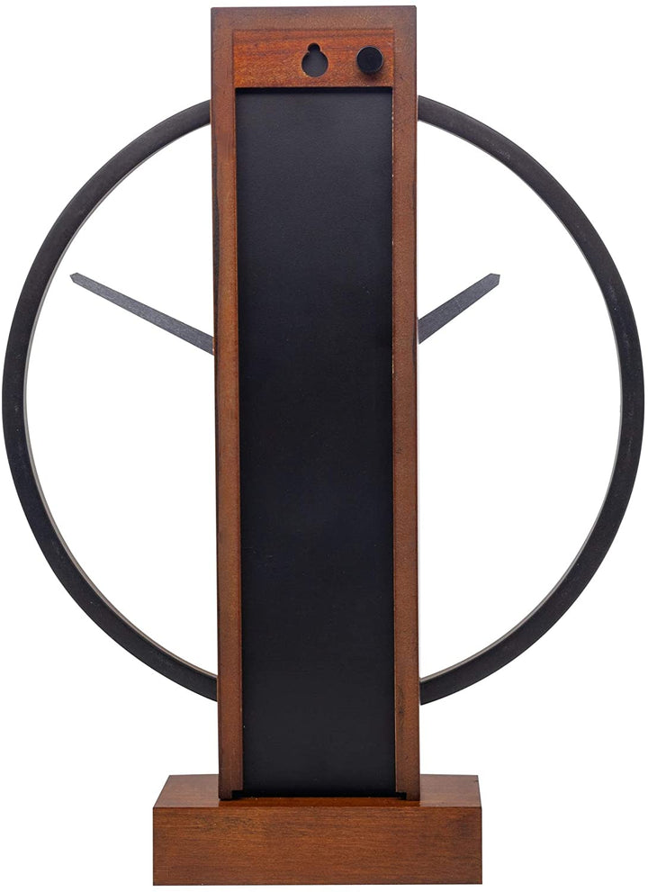 Table Clock Brown Modern Contemporary Round Steel Wood Finish - Diamond Home USA