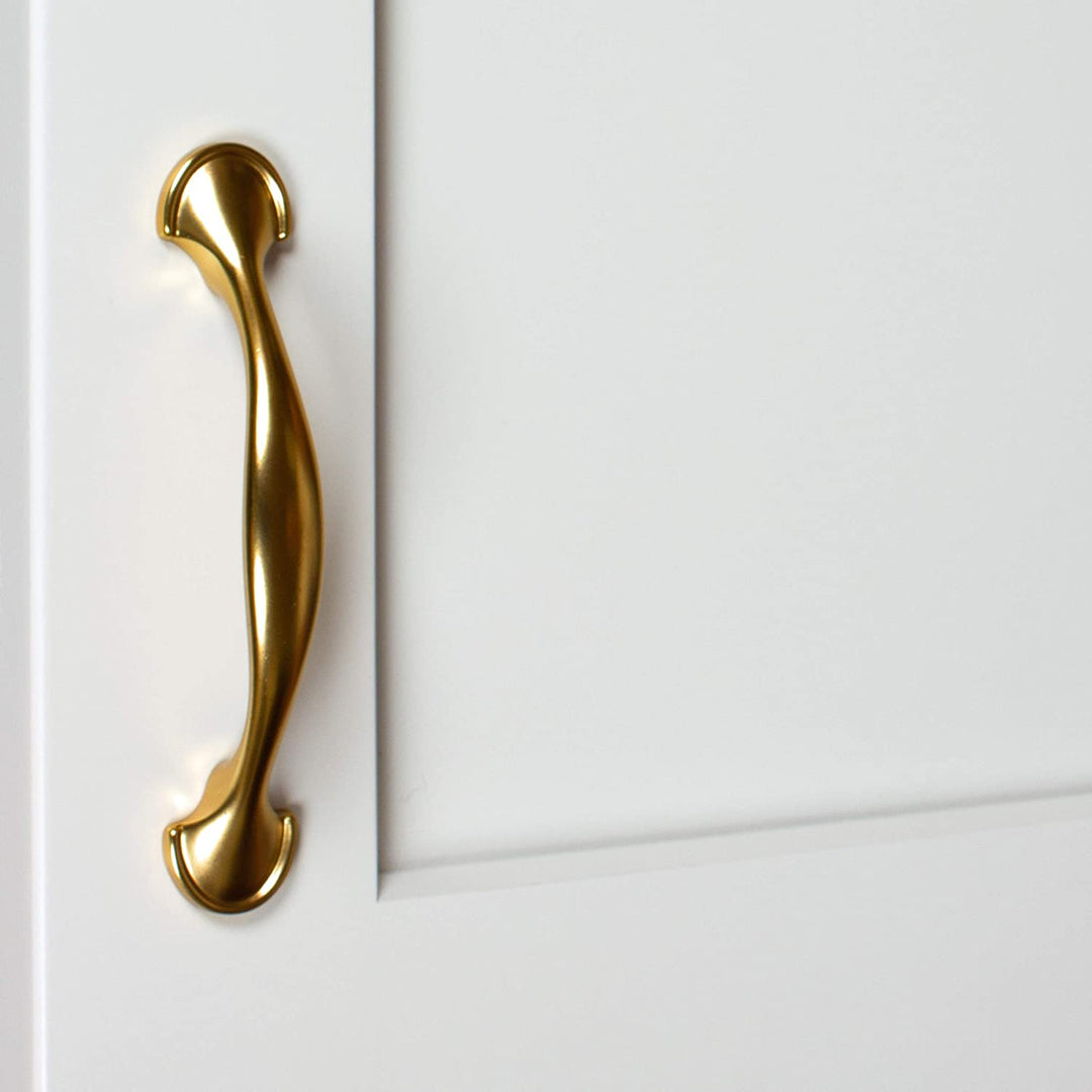 25 Pack 3 Center Brass Gold Arch Cabinet Pulls Traditional Zinc Finish - Diamond Home USA