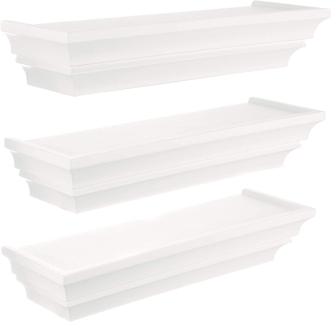 Kg Wall Shelf Set 3 White 16" - Diamond Home USA
