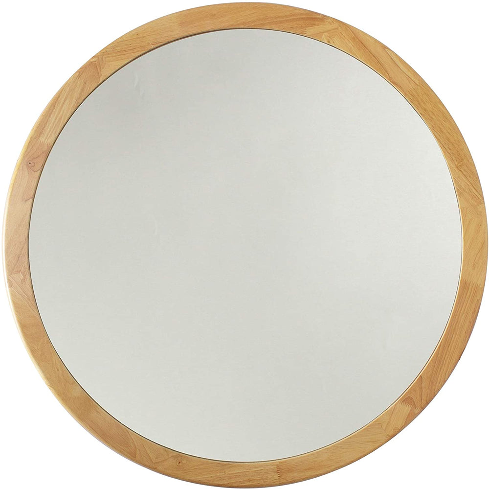 Round Accent Mirror Maple Mid Century Modern Includes Hardware