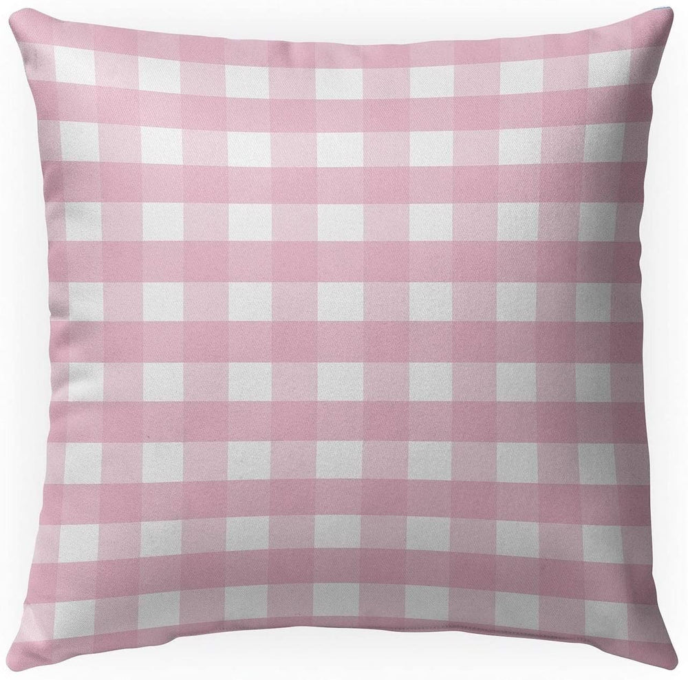 Pink Gingham Dream Indoor|Outdoor Pillow by 18x18 Pink Plaid Modern Contemporary Polyester Removable Cover