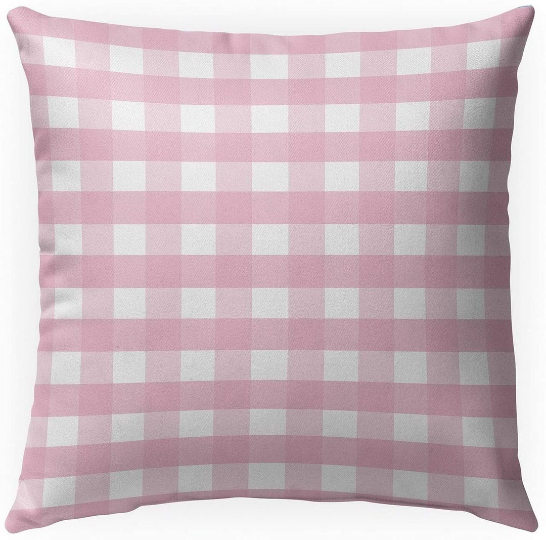 Pink Gingham Dream Indoor|Outdoor Pillow by 18x18 Pink Plaid Modern Contemporary Polyester Removable Cover