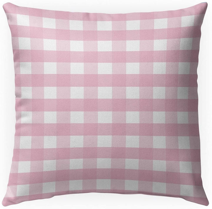 Pink Gingham Dream Indoor|Outdoor Pillow by 18x18 Pink Plaid Modern Contemporary Polyester Removable Cover
