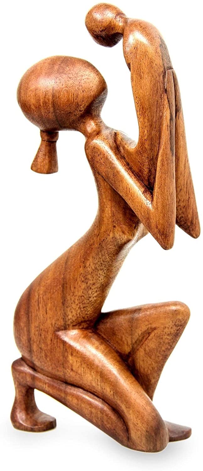 Wood Moment Tenderness Sculpture Handmade Indonesia