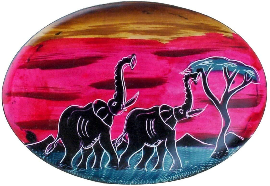 Handmade African Sunset Oval Soapstone Plate (Kenya) 6" X