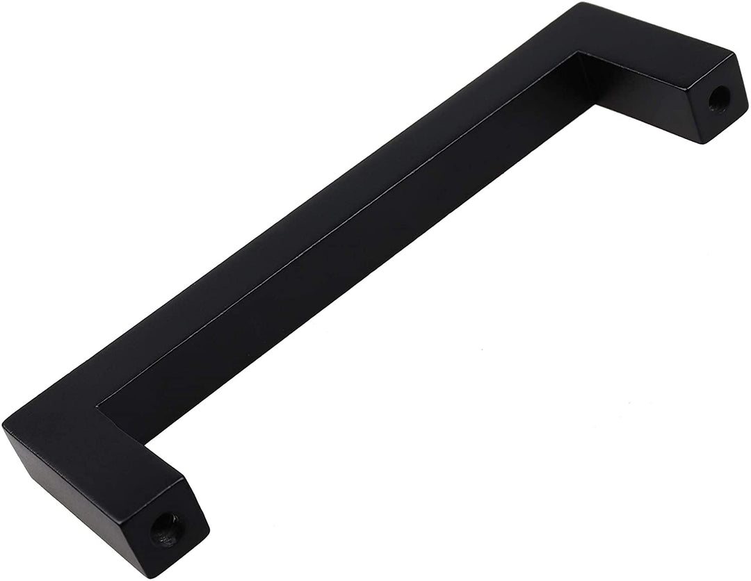 5 Pack 3 3/4 inch Center Solid Square Bar Pull Black Modern Contemporary Metal Matte - Diamond Home USA