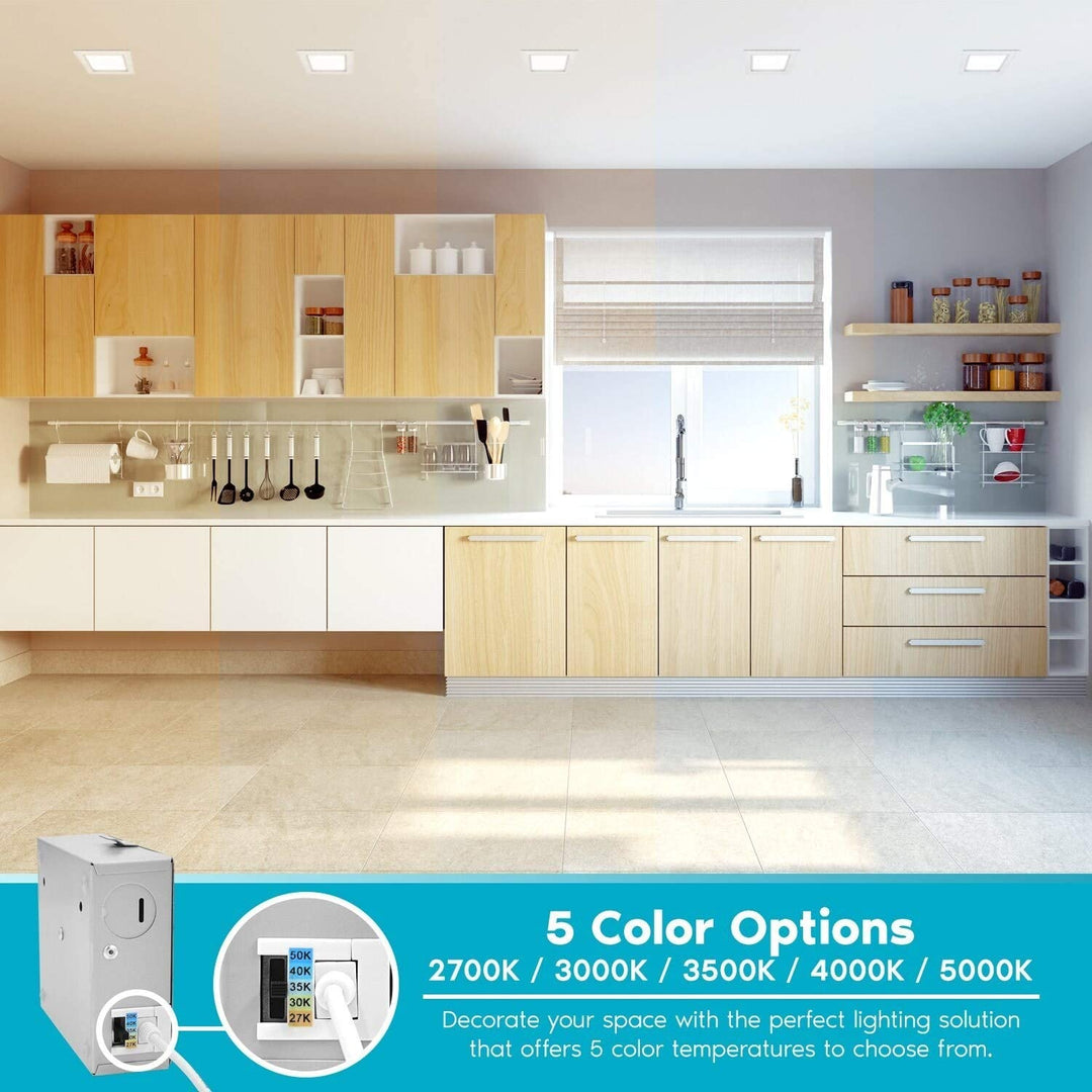 6" Square Led Recessed Lighting Color Temperature Selectable / 4 Pack White Modern Contemporary Metal Dimmable Retrofit - Diamond Home USA