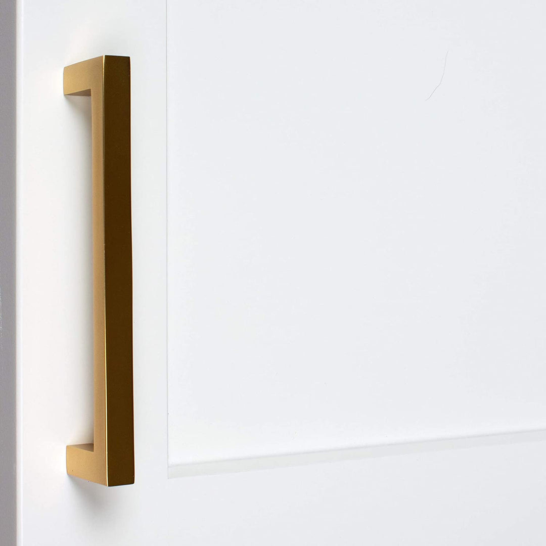 5 Center Gold Solid Square Bar Pulls (10 Pack) Brass Modern Contemporary Zinc Finish