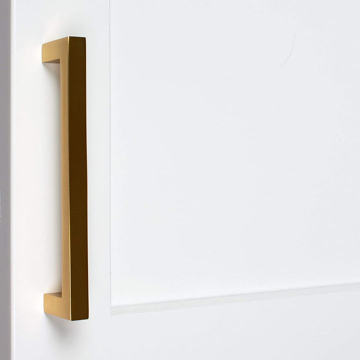 5 Center Gold Solid Square Bar Pulls (10 Pack) Brass Modern Contemporary Zinc Finish