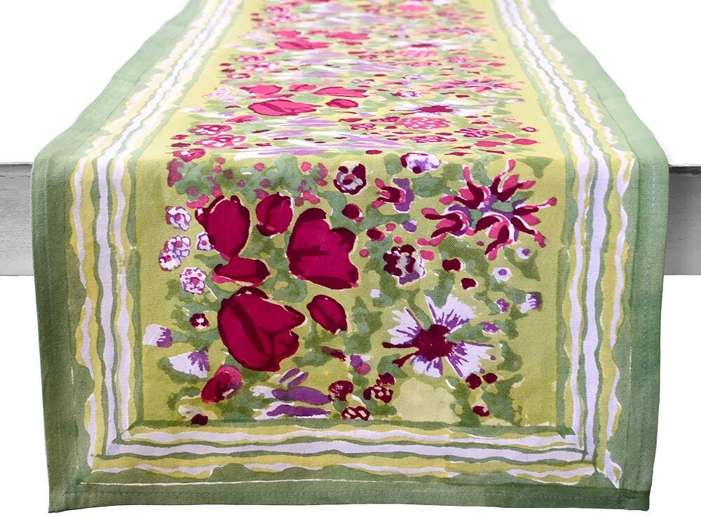 Red/Green Table Runner Red Floral Modern Contemporary Cotton - Diamond Home USA