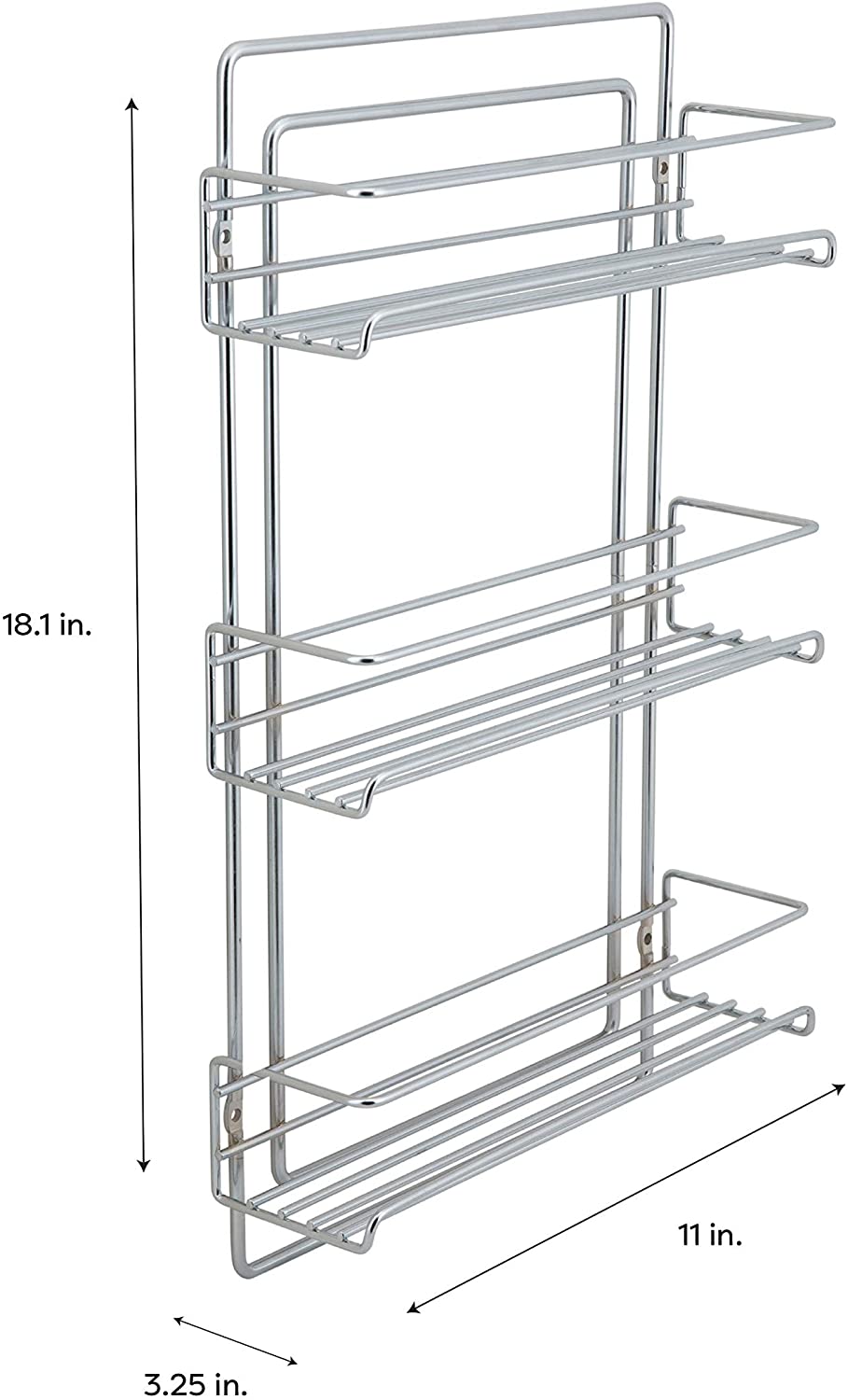 3 Tier Wall Mounted Spice Rack 11"x3 25"x18 12" Silver Steel - Diamond Home USA