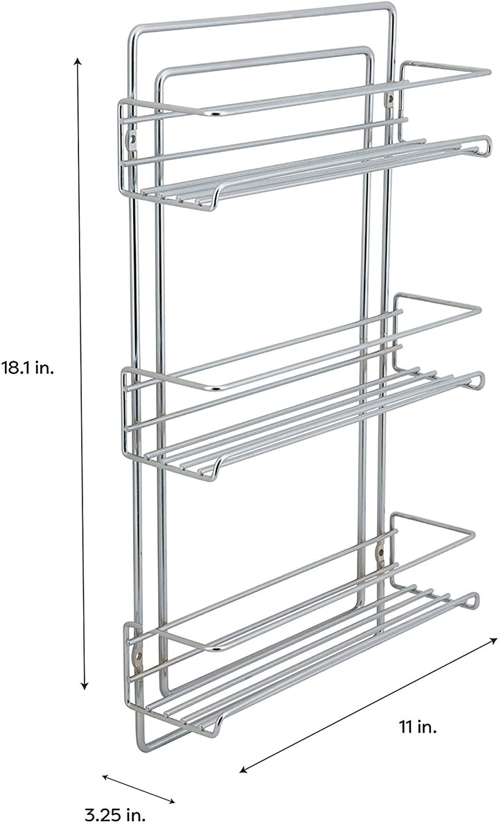 3 Tier Wall Mounted Spice Rack 11"x3 25"x18 12" Silver Steel - Diamond Home USA