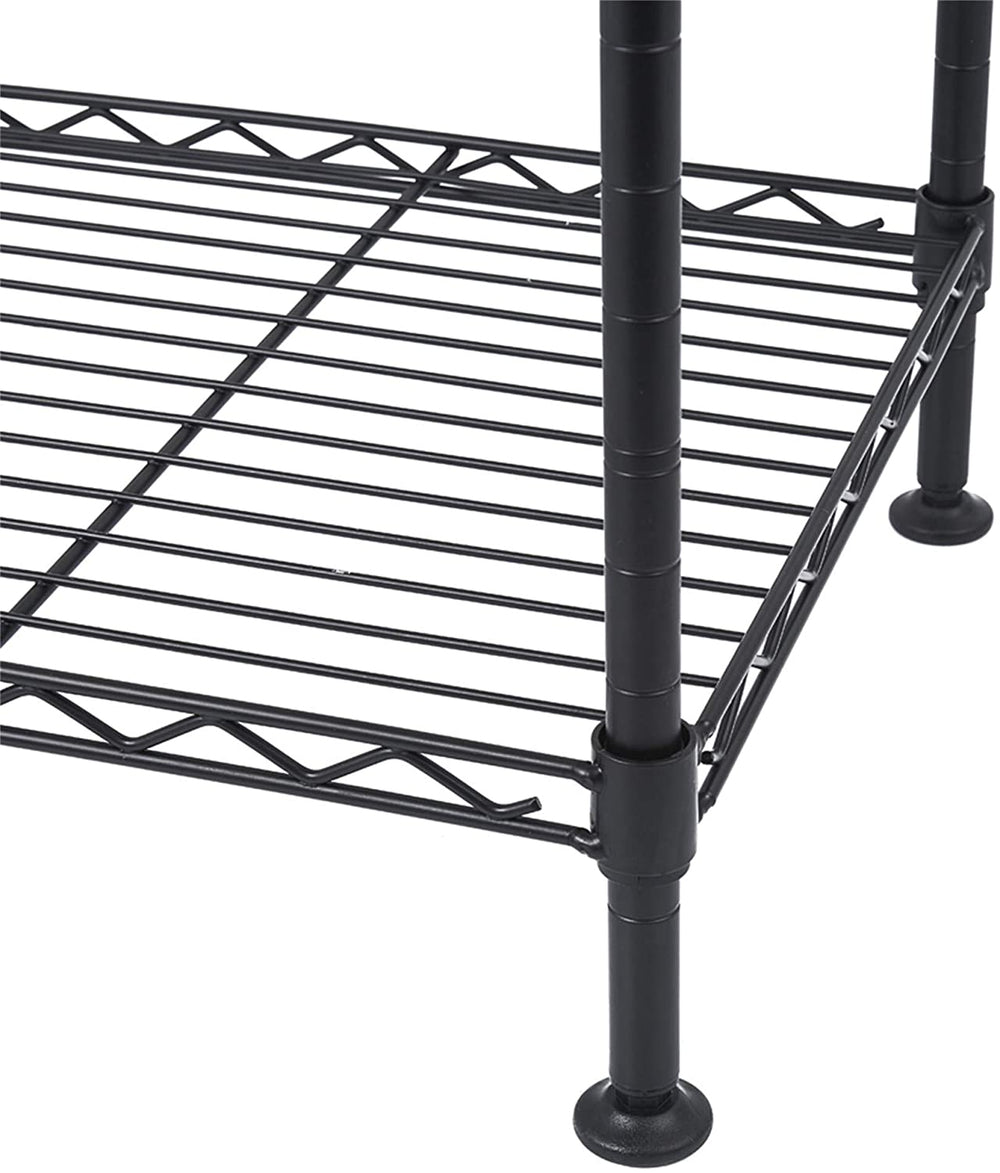 4 Tier Welded Wire Shelving Shoes Rack Black Modern Contemporary Stainless Steel Adjustable - Diamond Home USA