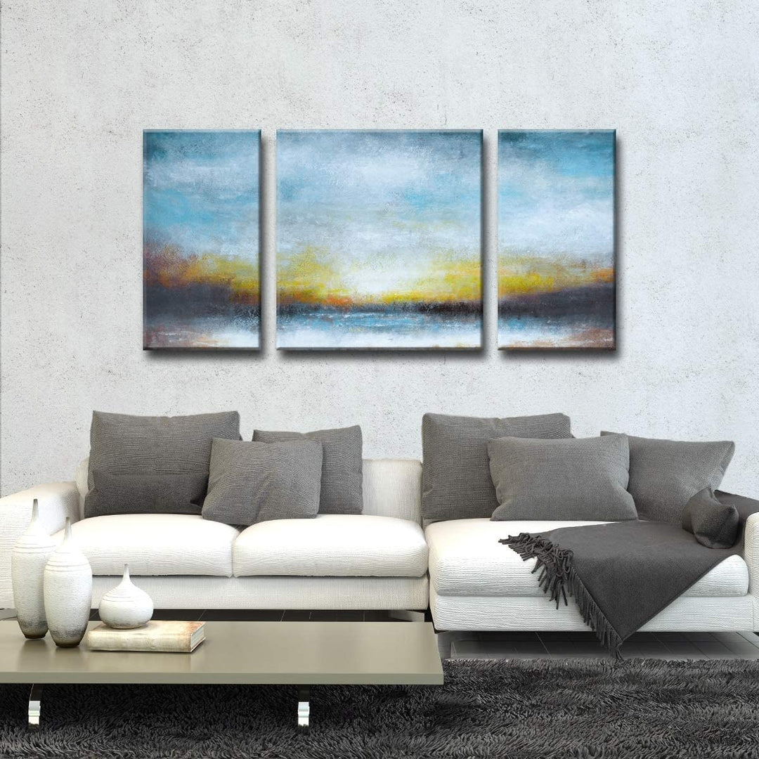 by Jr 3 Piece Wrapped Canvas Wall Art Set Blue White