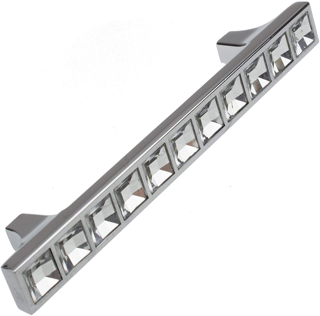 5 Pack 3 3/4 Center Small K9 Crystal Cabinet Pulls Polished Chrome Glam Finish - Diamond Home USA