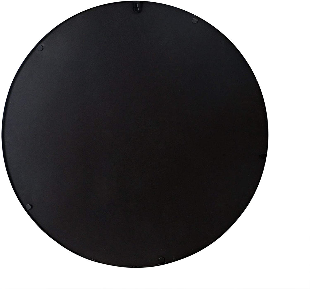 24" Wall Mounted Round Mirror Modern Black Metal Frame 24 Contemporary - Diamond Home USA
