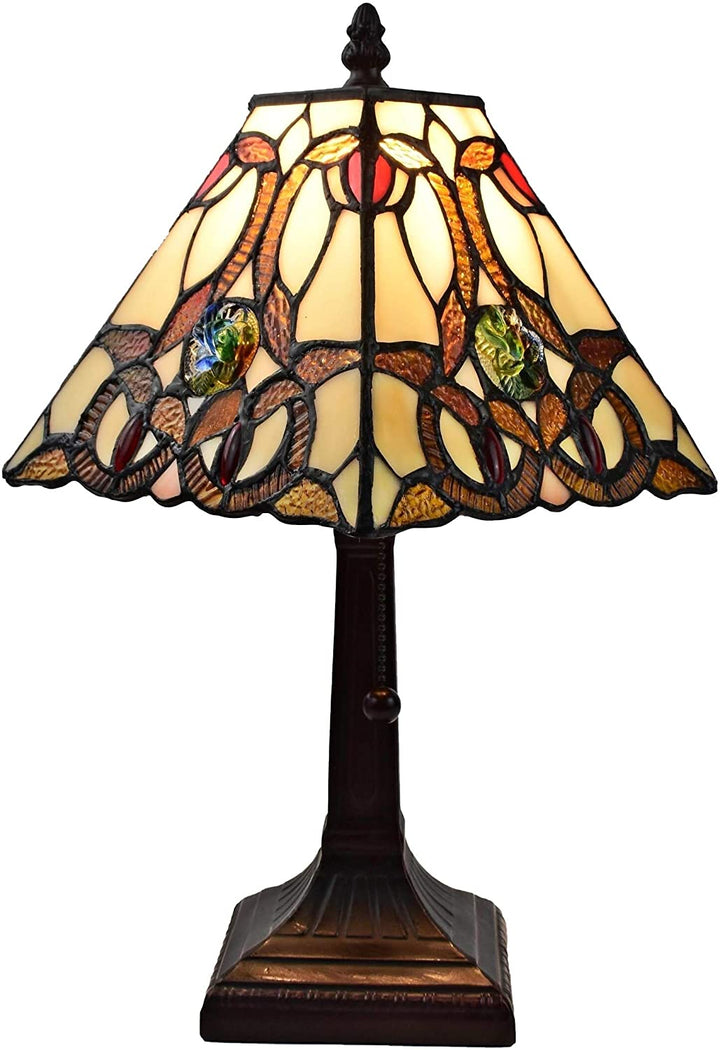 Tiffany Mini Accent Lamp Floral Mission 16" Tall Stained