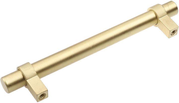 5 Pack 5 Center Satin Gold Euro Solid Cabinet T bar Pulls Modern Contemporary Metal Finish