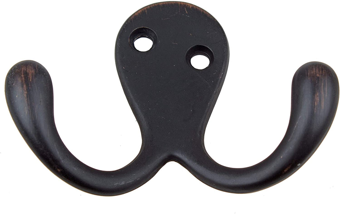 5 Pack 2 Oil Rubbed Bronze Double Coat Hooks Zinc
