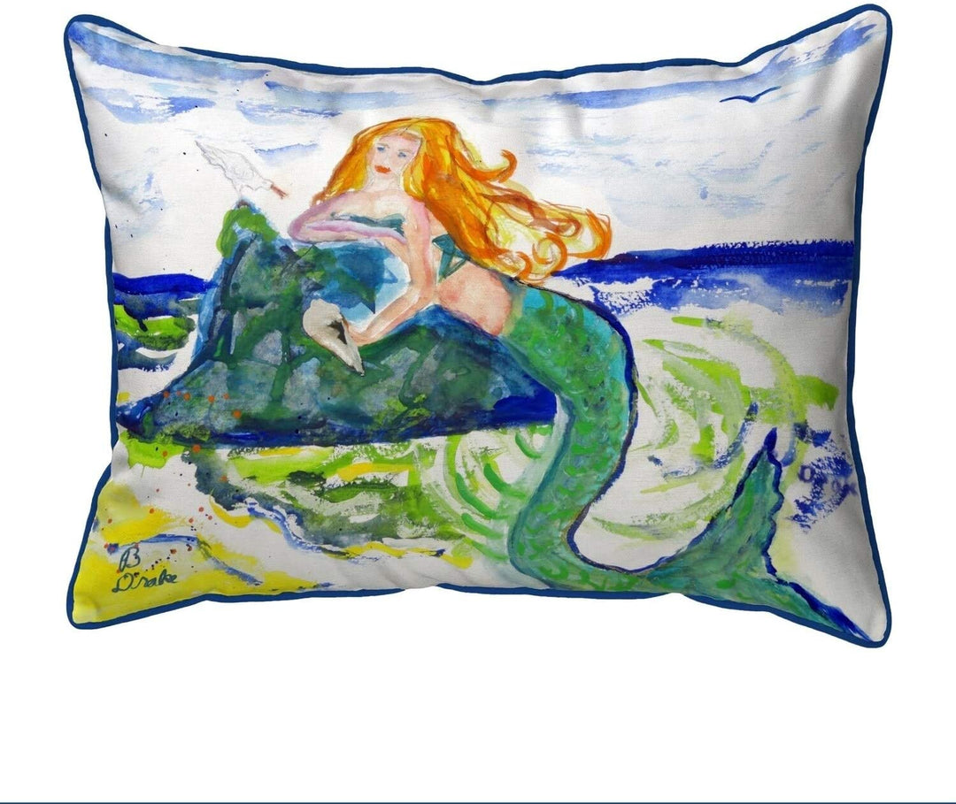 Mermaid Rock Small Pillow 11x14 Color Graphic Nautical