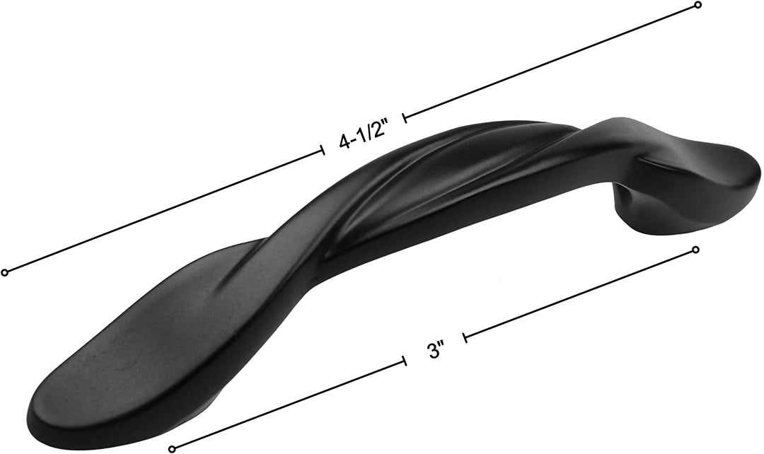 5 Pack 3 inch Center Twisted Cabinet Pull Black Modern Contemporary Zinc Matte - Diamond Home USA