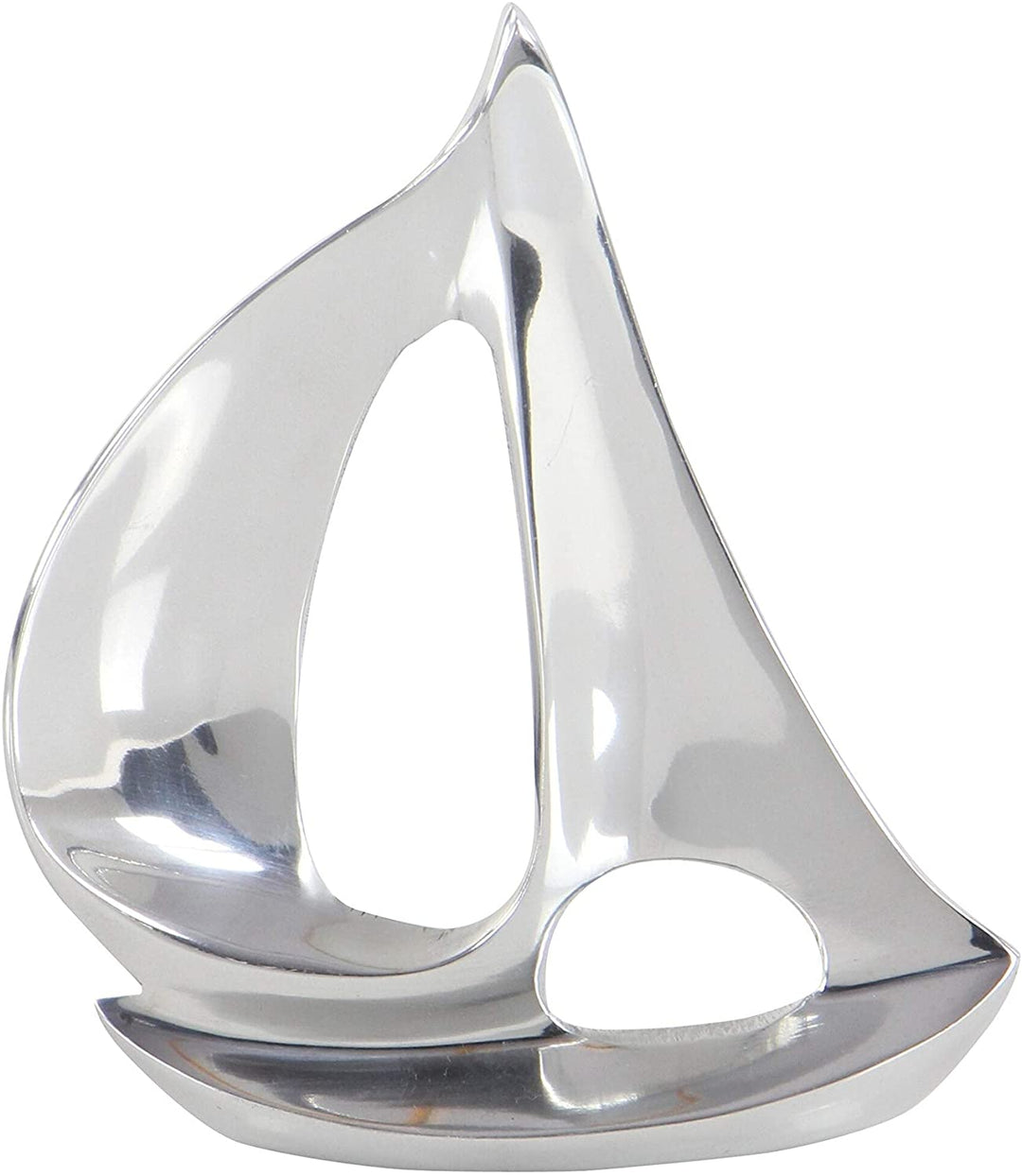 3 Piece Silvertone Sailboat Sculpture Set Silver Metal - Diamond Home USA