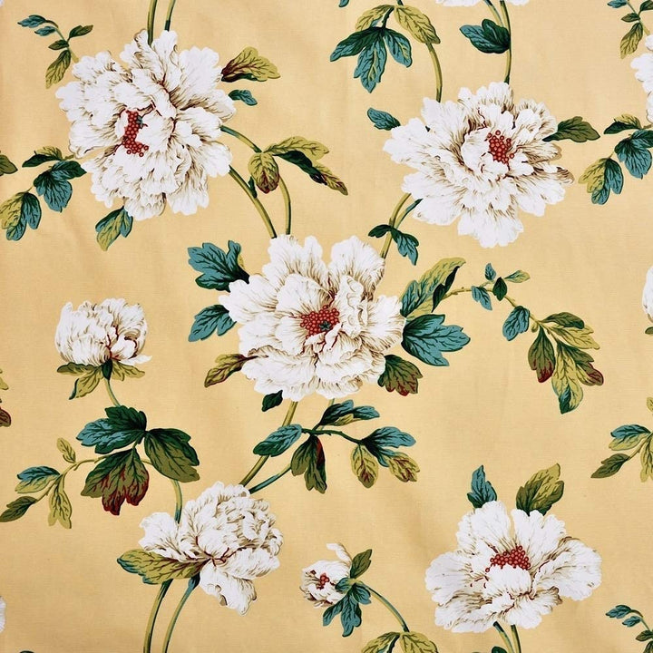 Cotton Curtain Panel Yellow Floral Modern Contemporary - Diamond Home USA