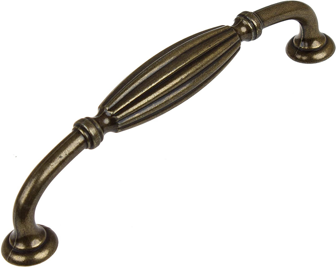 5 Pack 5 Center Antique Fluted Cabinet Pulls Brass