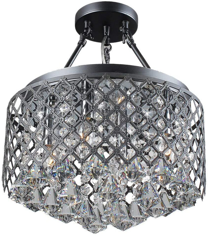 4 Light Semi Flush Mount Fixture Modern Contemporary Glass Metal Energy Efficient